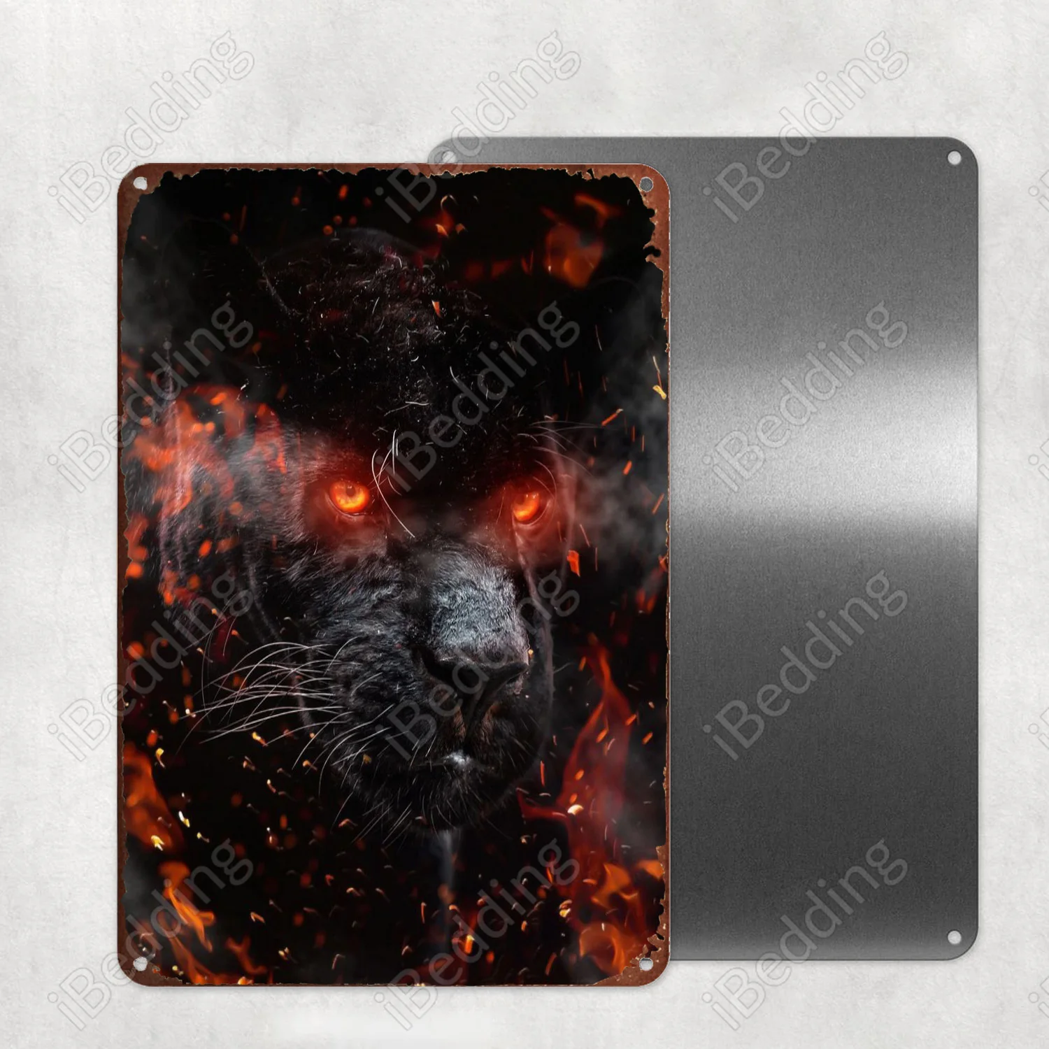 

Черная пантера на огне, искусство, фотообои из металла, Настенный декор для бара, паба, клуба, железная живопись, декоративная пластина 20x30 см