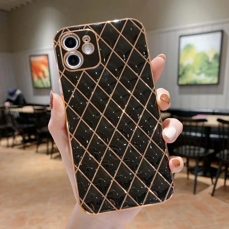 

Luxury Phone Case For Apple Iphone 11 Pro Max 12 Mini 7 8 Plus X XS MAX XR SE 2020 Bling Plating Soft Silicone Back Cover Shell