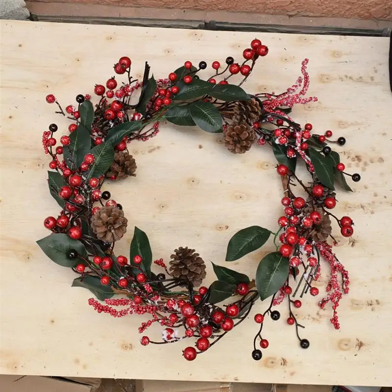 Новинка 2019 модный Рождественский венок с красными ягодами подвесные