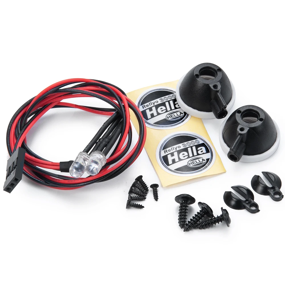 

YEAHRUN 2PCS Round LED Light & Cover For 1/10 Axial SCX10 90046 Traxxas TRX4 Tamiya CC01 D90 TF2 RC Crawler Car Parts