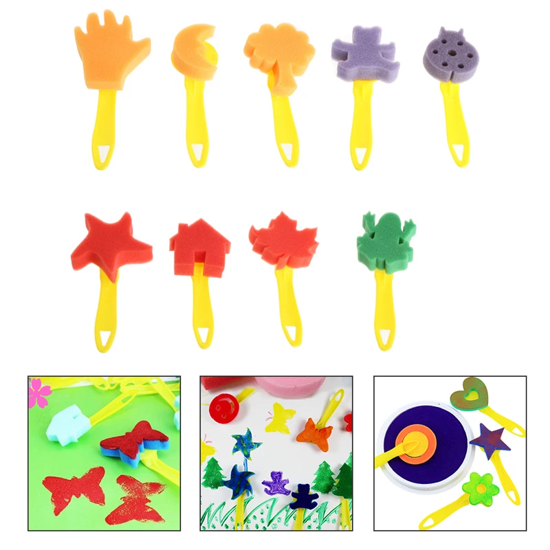 

12Pcs Paint Brush Plastic Handle Seal Sponge Kid Painting Graffiti Toys Tool DIY Dropshipping