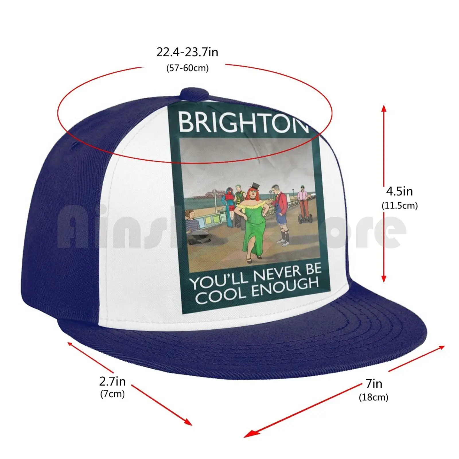 

Brighton-You'Ll Never Be Cool Enough Baseball Cap Diy Mesh Hip Hop Adjustable Brighton Rubbish Seaside Retro Vintage Satire