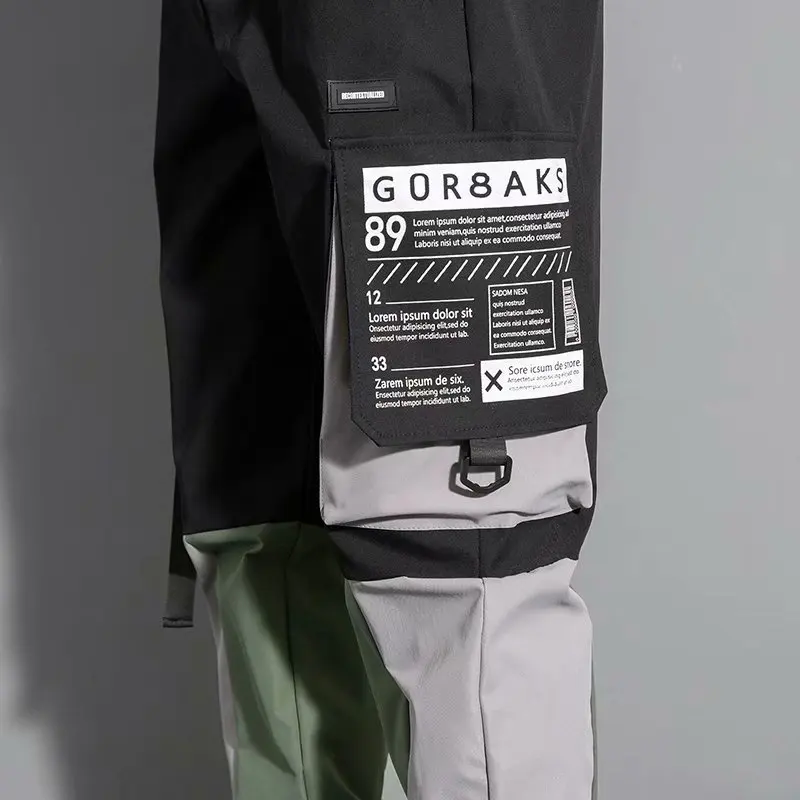 

Japanese overalls men's tide brand waistband autumn and winter models loose ins function students Korean casual trend trousers