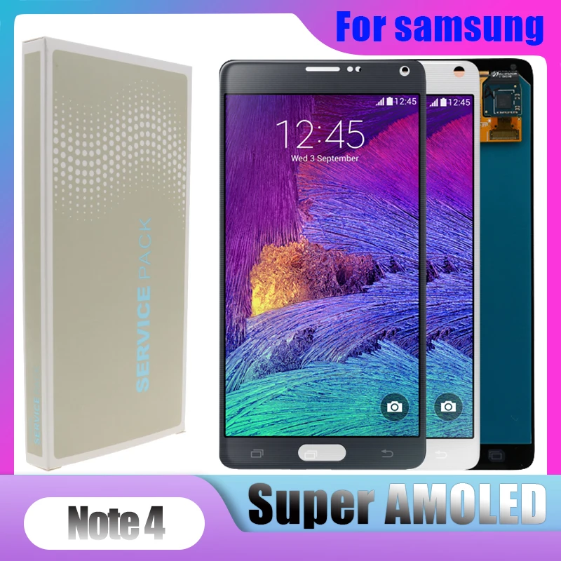 100% Оригинальный SUPER AMOLED ЖК дисплей для SAMSUNG Galaxy Note 4 сенсорный экран Note4 N910 N910A N910F