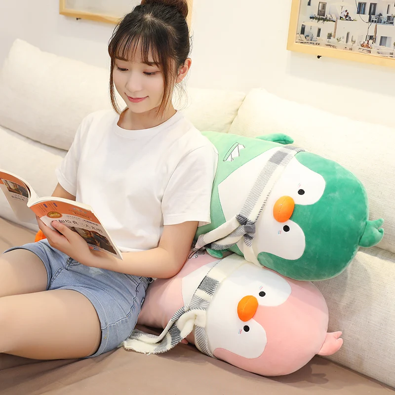 

1pc 70/90CM kawaii Large Size Penguin with Scarf Plush Toys Stuffed Lovely Animal Soft Cartoon Pillow for Children Girl Gift
