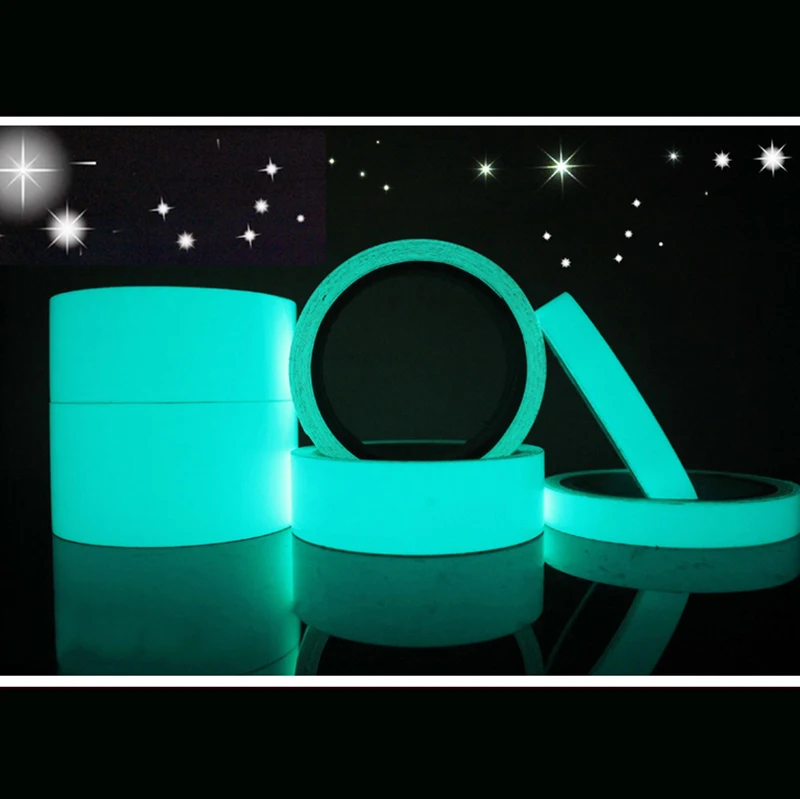 1 м x 2 мм самоклеющиеся ПЭТ светящиеся ленты полоса светится в темноте зеленый