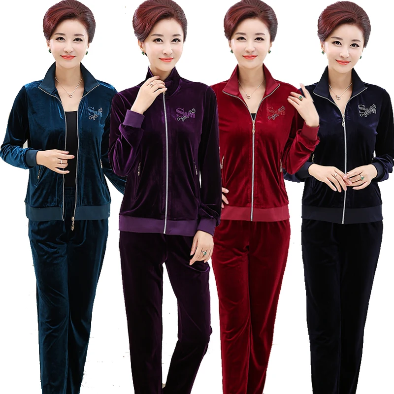 Женский спортивный костюм среднего возраста весна осень новинка плюс размер