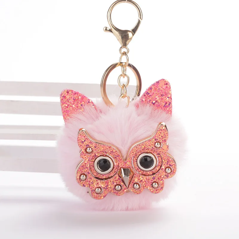 New Kawaii Cat Ear Glasses Owl Key Chain Pompom Rabbit Hair Plush Ball Animal Toys Car Pendant Gift For Kids Children | Украшения и