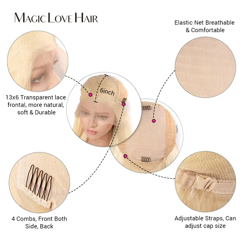 Волшебная любовь блонд кружево передний парик Remy бразильские прямые волнистые