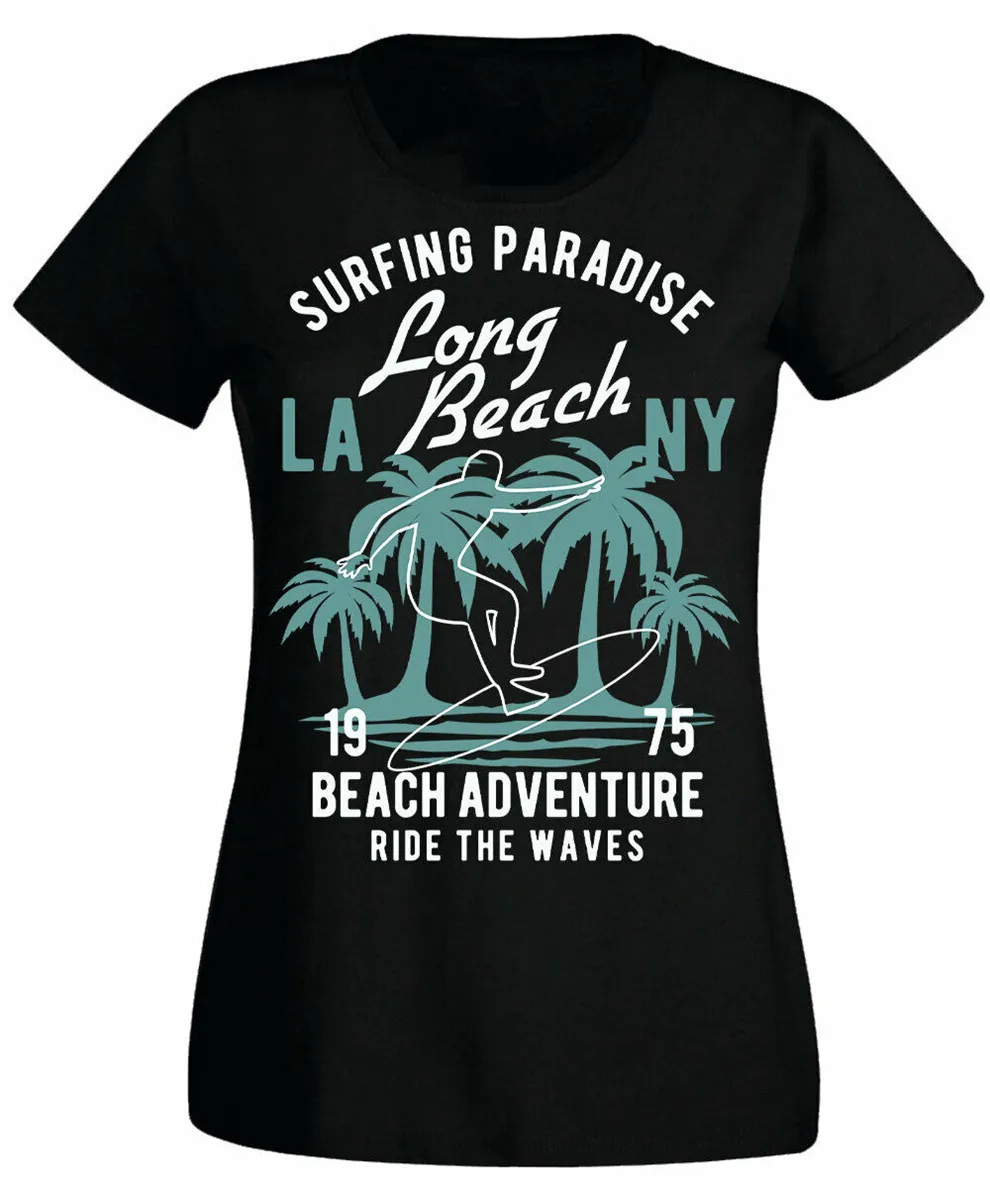 La Ny Плайя Авентура Camiseta Surf Eua Нью Йорк Mujer базовые модели футболки| |