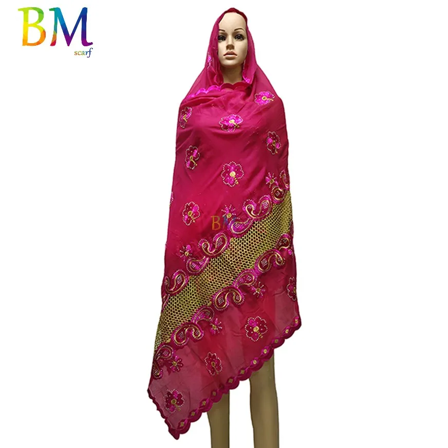 Новый Африканский мусульманский вышитый женский хлопковый шарф красивый и