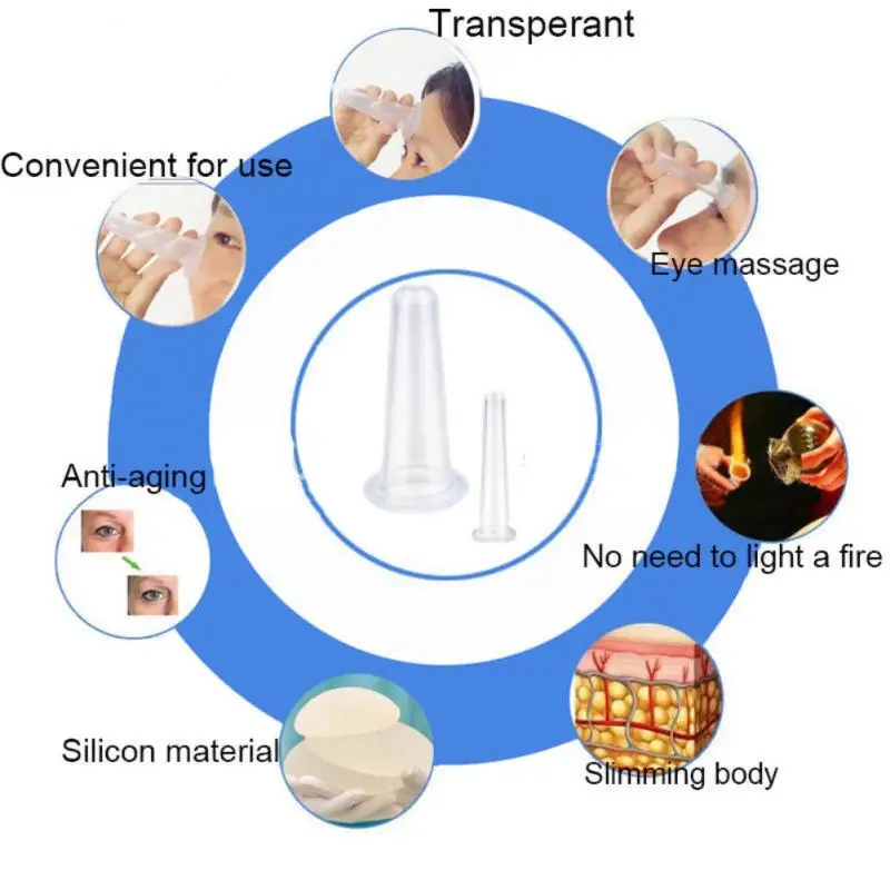 4 шт./компл. банку Вакуумный Банки для вакуумного массажа Массажная силиконовая