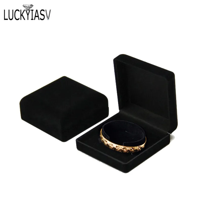 Premium Bangle Bracelet Box Black Velvet Coated Jewelry Display Boxes C Collar Jewellery Packaging Gift Holder Organizer Case