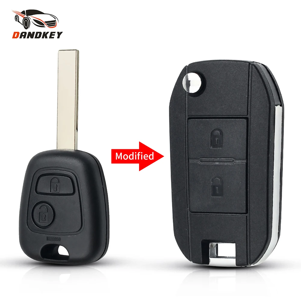 Двухкнопочный модифицированный складной чехол Dandkey для ключа брелока Toyota AYGO Citroen