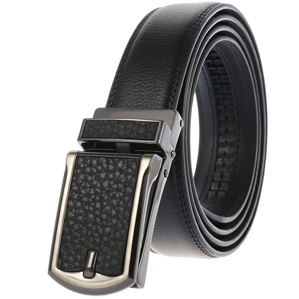 New Genuine Leather Mens Belts Automatic Buckle Fashion Belts for Men Business Popular Male Brand Belts 3.1cm LY233-32321-1
