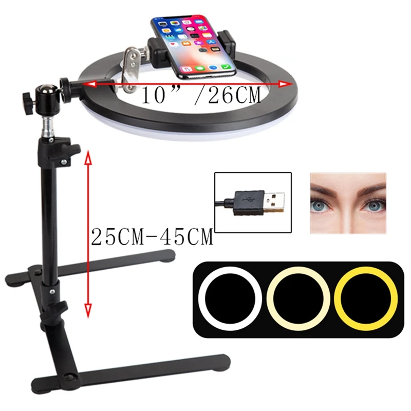

Video Fill Ring Light Lamp Live COOK 26CM Photography Lighting Phone Ringlight Tripod Stand Photo Led Selfie Light