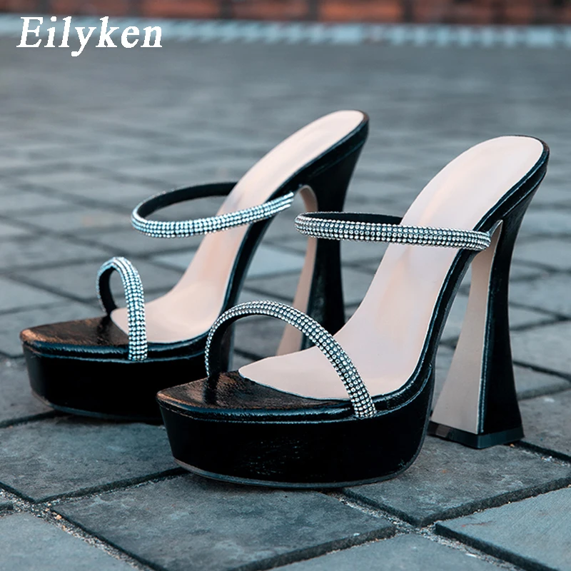

Eilyken New Fashion Gladiator Platform Crystal Rhinestone Hollow Open Toe Women Slippers Summer Sexy Party Dress Slides Shoes