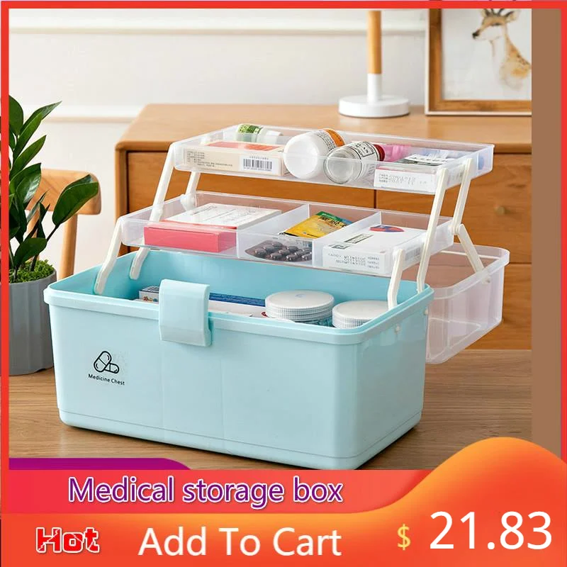 

3 Layer Portable First Aid Kit Plastic Drug Multi-Functional Medicine Cabinet Family Emergency Kit Box