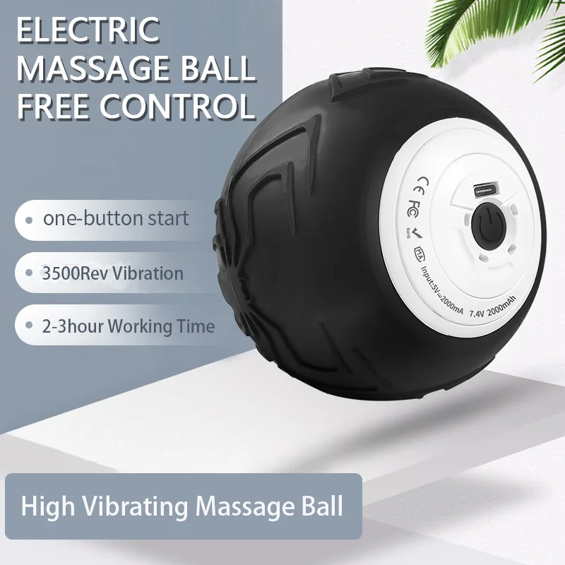 

Электрический массажный мяч, 4-скоростной вибрирующий Массажный мяч высокой интенсивности, ролик для фитнеса, для йоги, мышечного фитнеса