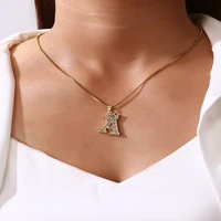 new design luxury zircon a z crown letter necklace pendant handsome punk hip hop style rapper dancer must have jewelry gift