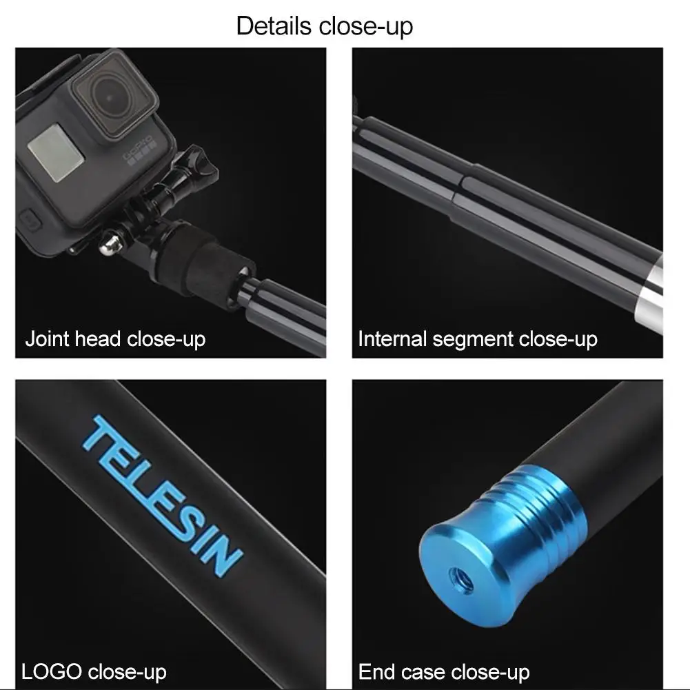 Палка для селфи TELESIN из углеродного волокна GoPro / YI SJCAM и других аксессуаров