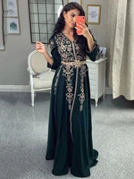 green moroccan caftan evening dresses long 2022 dubai arabic muslim party dress women vestidos elegantes para mujer ev225