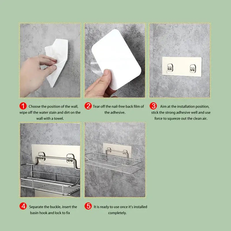 

Stainless Steel Bathroom Storage Shelf Punch-Free Kitchen Bathroom Toilet Wall Hanging Storage Rack