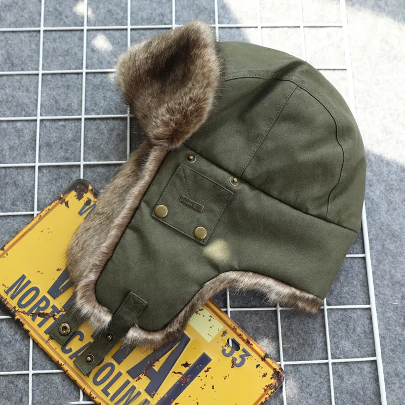 4 Colors Faux Fur Bomber Hat Men Thick Warm Snow Hats Russian Ushanka Earflap Cap Windproof Ski Outdoors Aviator Helmet Winter