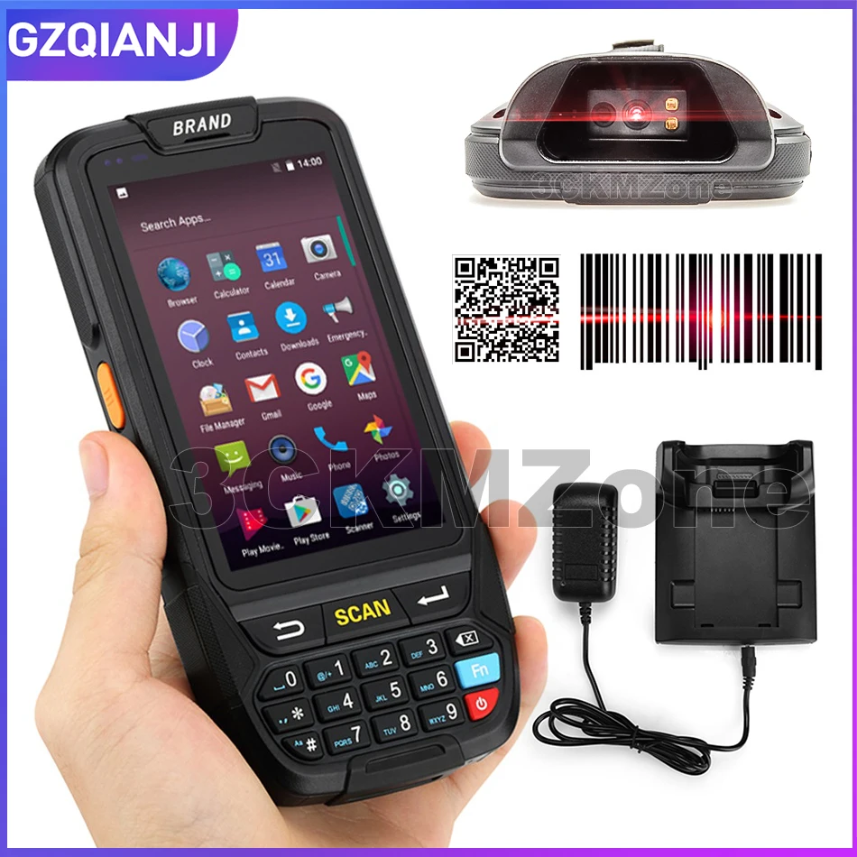 КПК Android 7,0 мобильный 1D 2D QR сканер штрих-кода ручной pos-терминал поддержка gps GPRS Wifi Bluetooth 4G для ПК камеры PDA