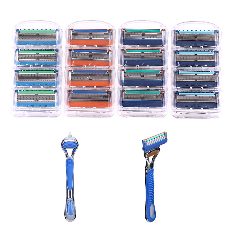 

4Pcs/lot Men Replacement Razor Blades Shaving Cassettes Facial Care Men Shaving Head 5 Layer Stainless Steel