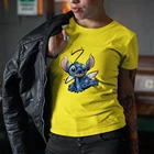 Женские футболки с принтом Лило и Ститч Disney, свободная футболка для косплея, Женская современная одежда Tumblr, осень 2021, Прямая поставка