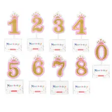 Цифры на день рождения 0, 1, 2, 3, 4, 5, 6, 7, 8, золотые Детские вечерние украшения для торта, декоративные свечи для торта