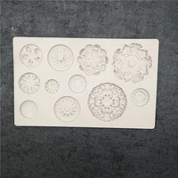 round shape lace silicone mold 3d form for cake decoration chocolate fondant pastry kitchen baking tools flower leaf embossed