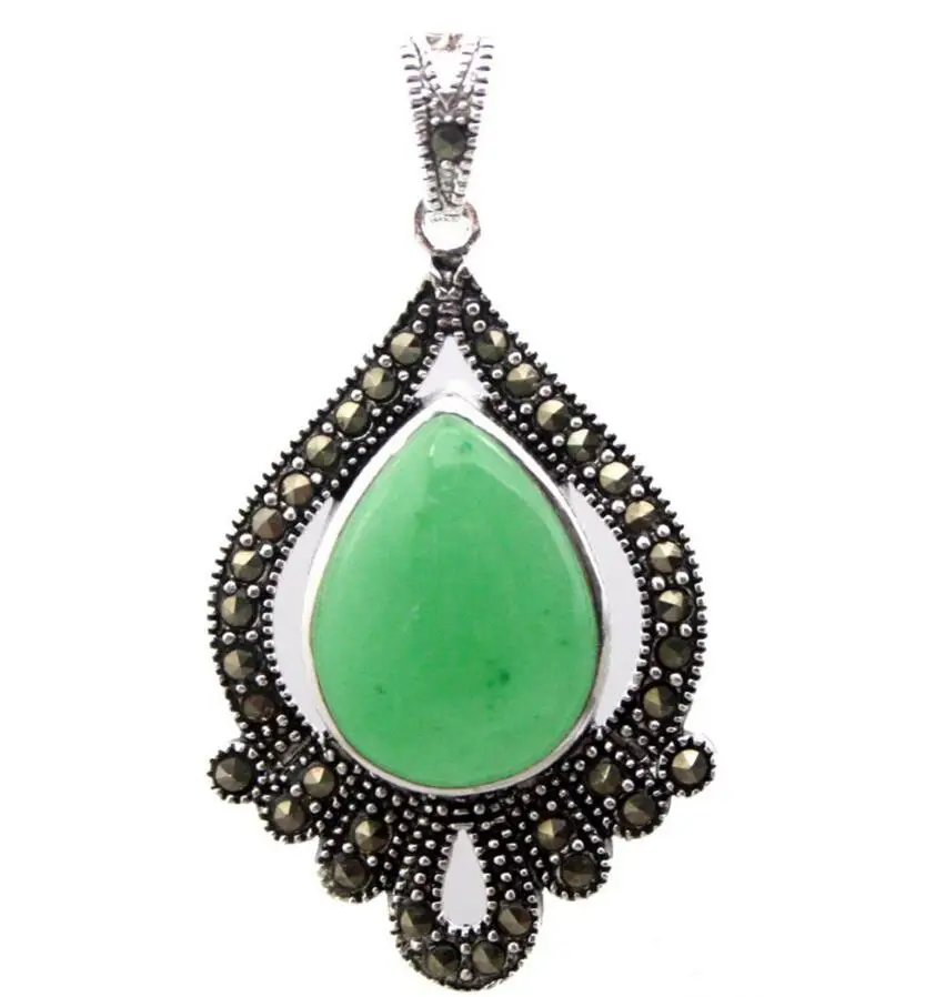 Бесплатная доставка марказит зеленый драгоценный камень нефрит слеза серебро 925