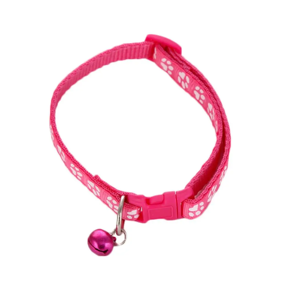 Rose Red Cat Dog Collar With Bell Camo Camouflage Printed Neck Strap Polyester Adjustable Puppy Animal Dog Leash Safety Dog Supplies - Цвет: Rose Red