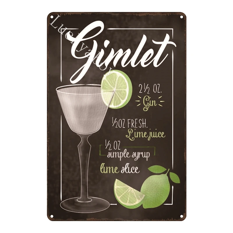 [Luckyaboy] мартини Мохито Коктейльные винтажные жестяные знаки настенная табличка