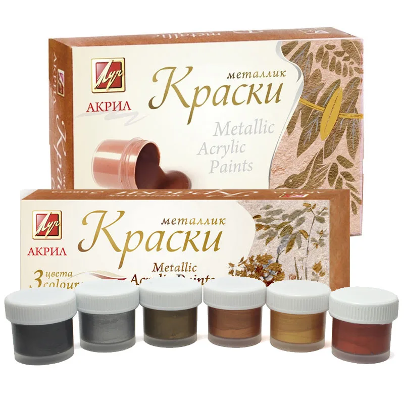 Краски акриловые Луч Металлик 3 цв / 6 | Канцтовары для офиса и дома