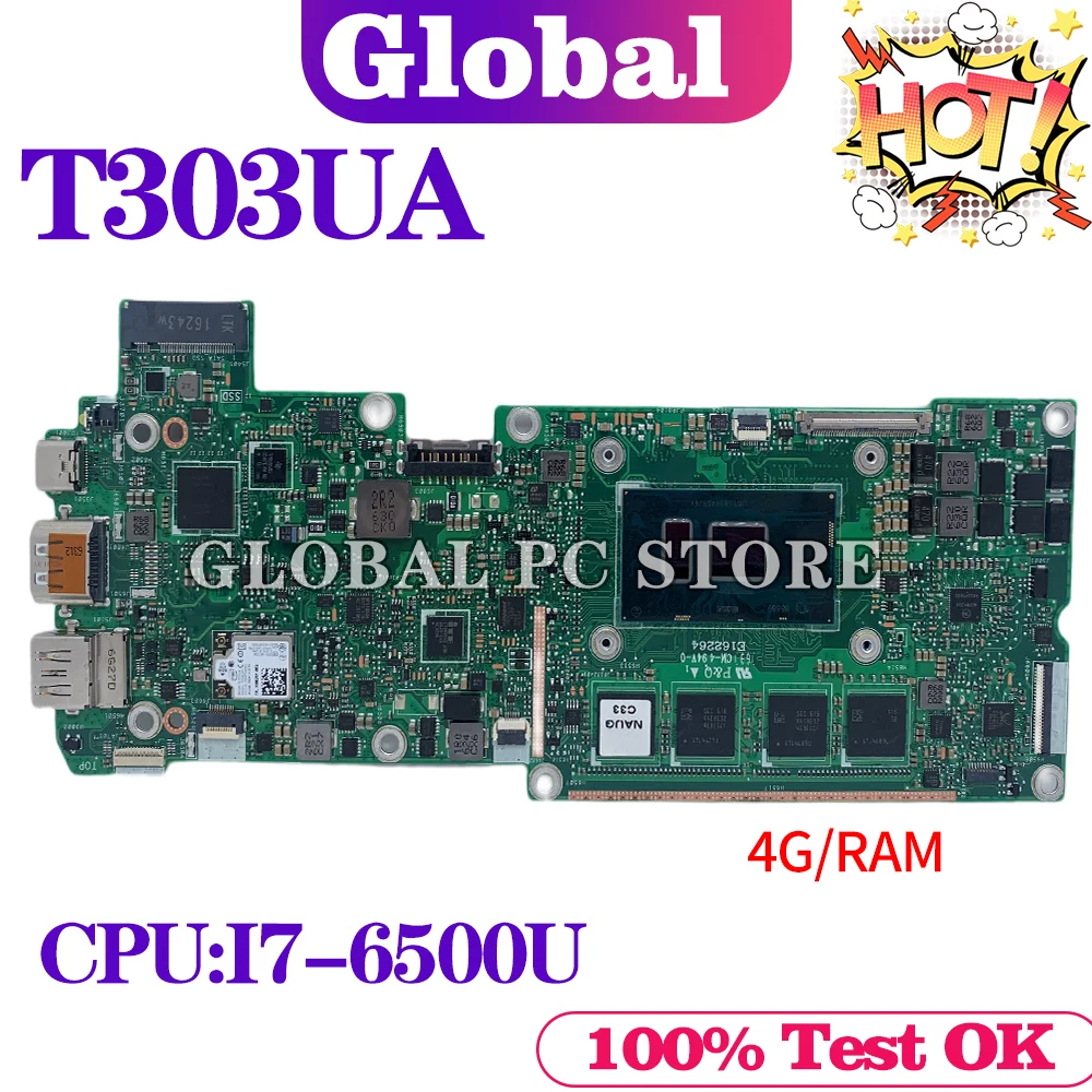 

T303UA with 4GB-RAM I7-6500U CPU Laptop motherboard for ASUS Transformer Pro T303 T303U T303UA mainboard 100% Test working well