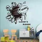 Виниловая наклейка на стену с именем футбольного мяча, для детской комнаты, Настенная Наклейка для мальчика