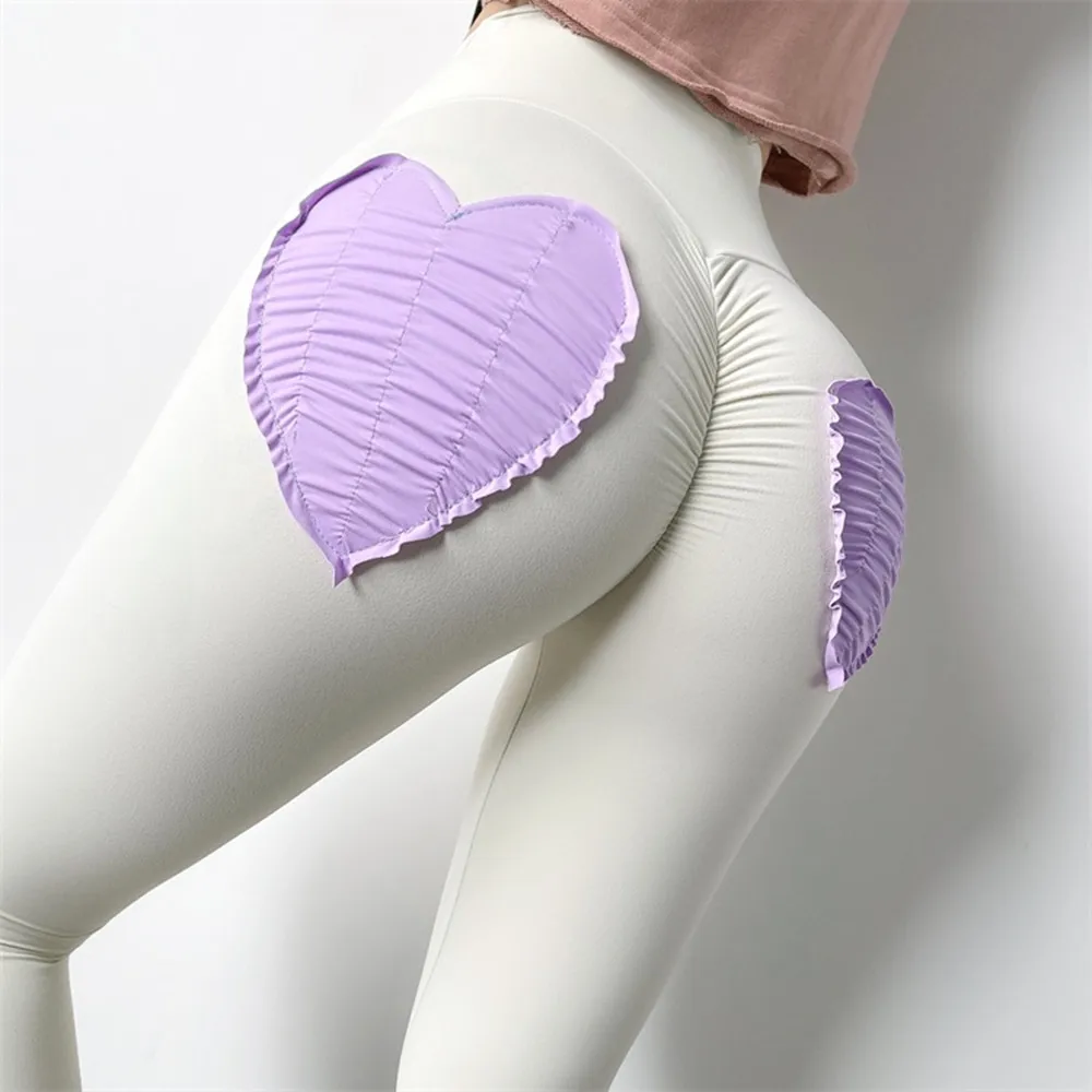

2021 Heart-shaped Sports Pants High Waist Breathable Yoga Legging Women Scrunch Butt Workout Fitness Trousers Gym Running Tights