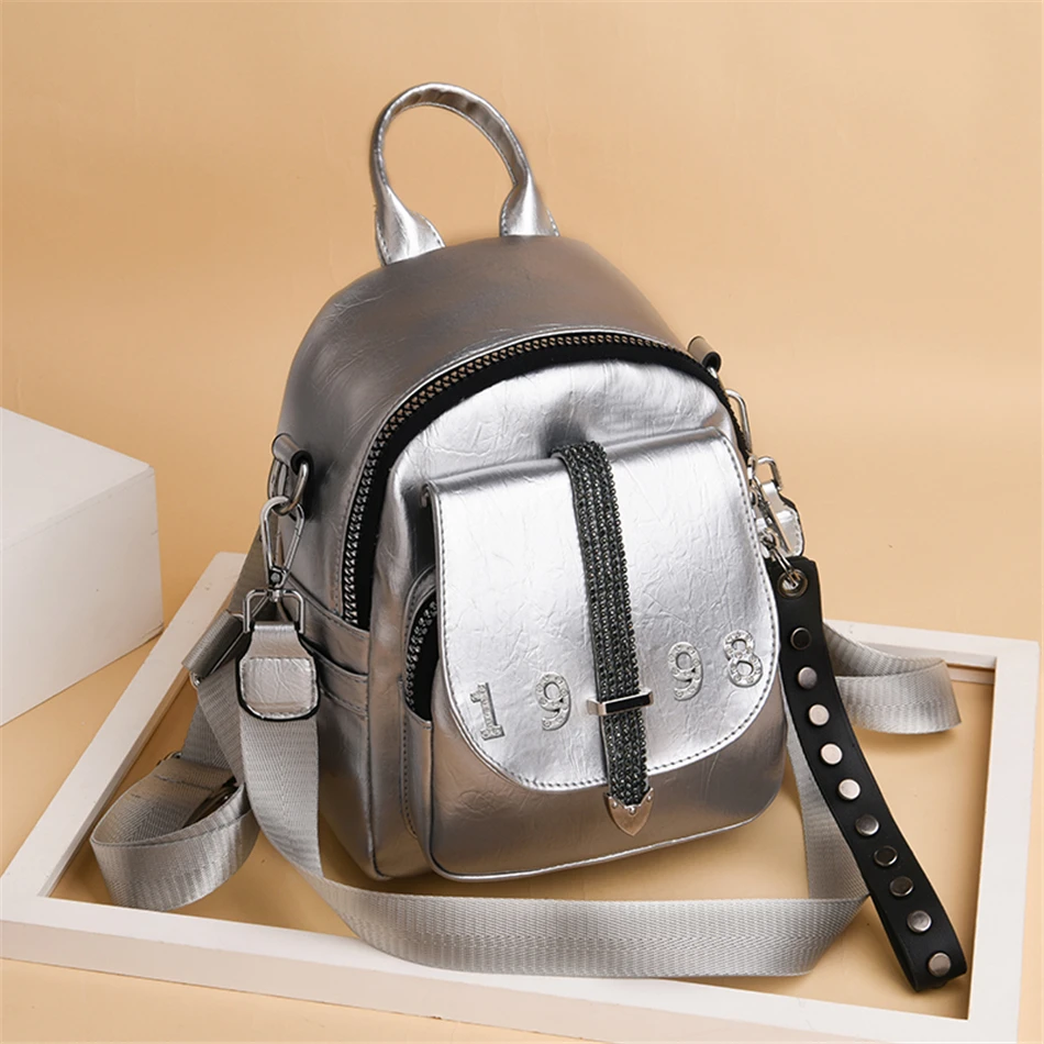 2019 New 3 in 1 Women Soft Leather Backpack High Quality Luxury Ladies Diamond Shoulder Bags Fashion Rivet Bag For Teenage Girls | Багаж и