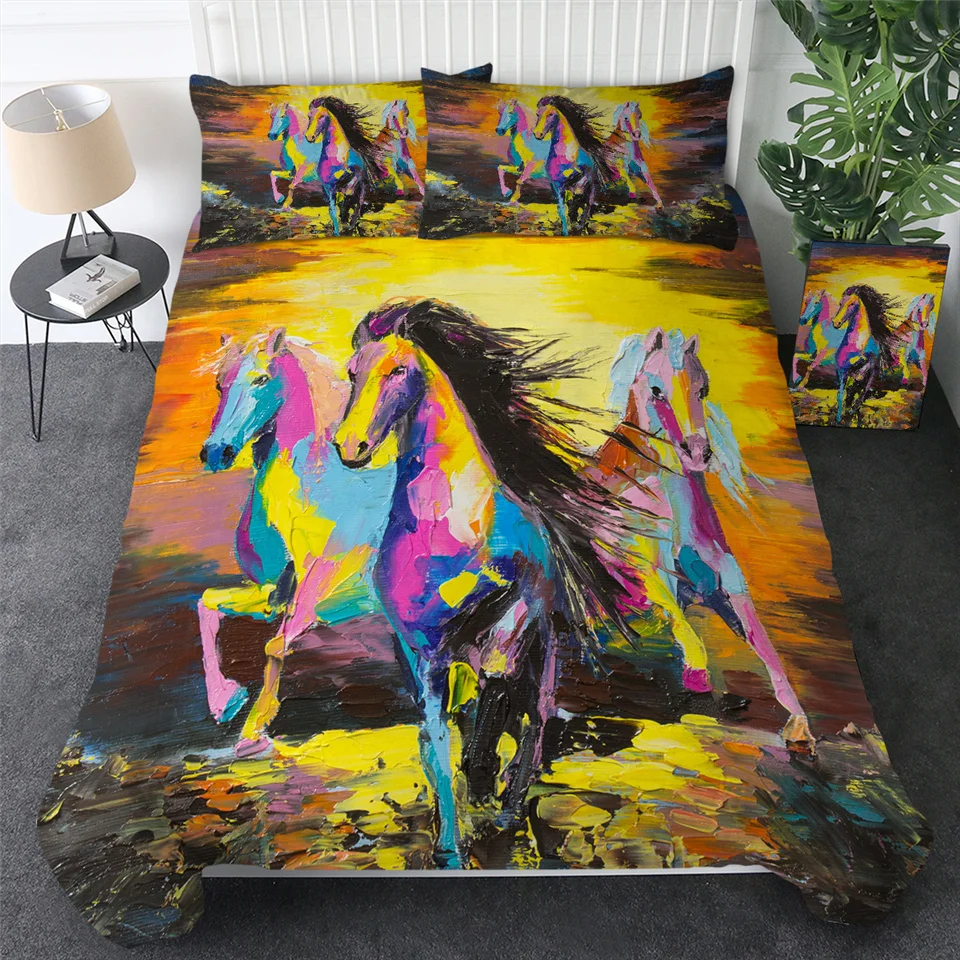 Постельные принадлежности Outlet Horses Постельный набор 3D Dusty Lightning принтованный пододеяльник двойной для взрослых покрывало для кровати фотография постельное белье 3 шт