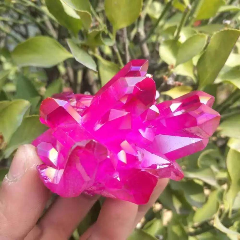 Редкий красивый кристалл кварца с красным пламенем aura образец кластера 120 140