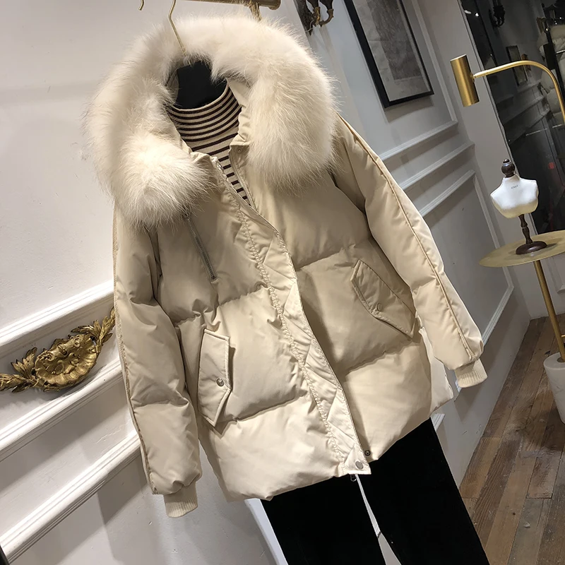 White-White Fur AYUNSUE зимнее пальто, женское пуховое пальто, белый утиный пух, куртка для женщин, корейский пуховик, теплая парка, Chaqueta Mujer 9408-2 YY1504 - Цвет: White-White Fur