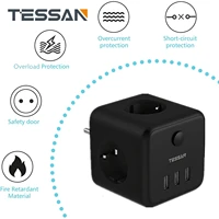 tessan usb wall socket power strip eu plug with 3 outlets 3 usb charging ports switch overload protection portable power adapter