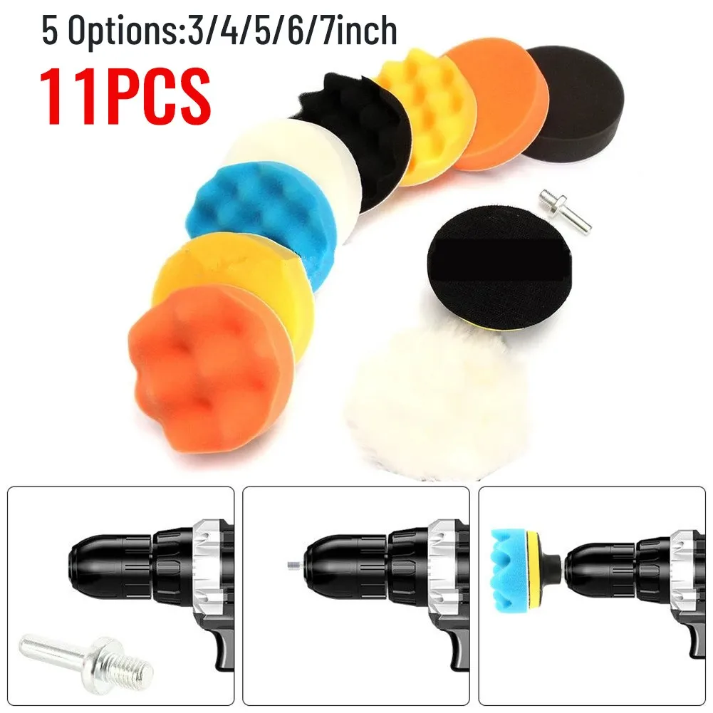

11Pcs Car Polishing Disc Buffing Waxing Sponge Wool Wheel Polishing Pad Car Headlights Repair Set Car Care Sanding Discs Pad