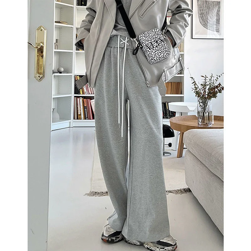 

Брюки SYUHGFA мужские с широкими штанинами, спортивные штаны для пар, уличная одежда с эластичным поясом, повседневные свободные штаны, весна ...