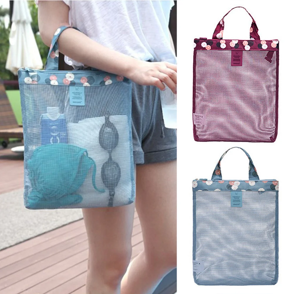 

Outdoor Sport Storage Bag Women Summer Swimming Beach Mesh Sundries Wash Storage Handbag Fashion Casual Shoulder Bag
