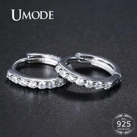 umode huggie round circle 925 sterling silver earrings cubic zirconia silver hoops earrings for women girls fine jewelry ule0385