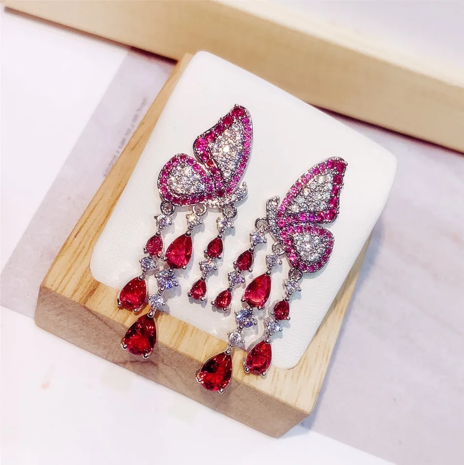 

Женские серьги-насекомые в форме бабочки, розового и красного цветов